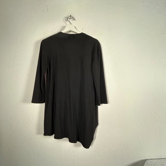 Joseph Ribkoff Womens Black V-Neck Asymmetrical Tunic Top Size 2 Stretch Casual - Picture 2 of 7